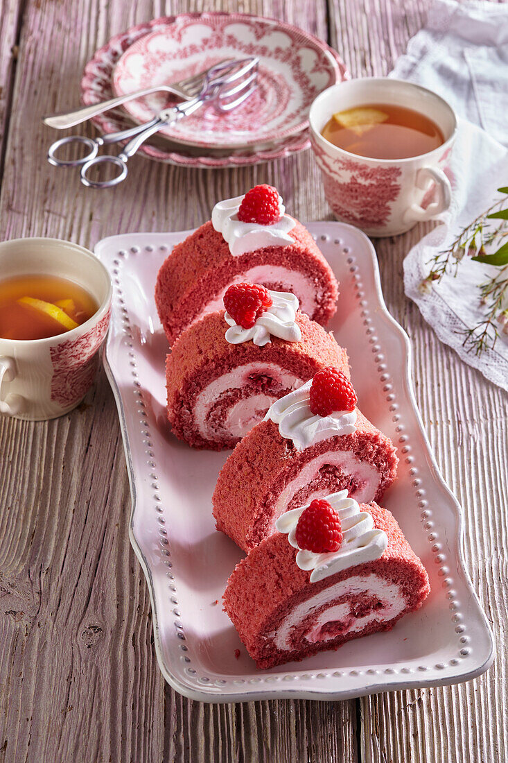 Red velvet sponge cake roll