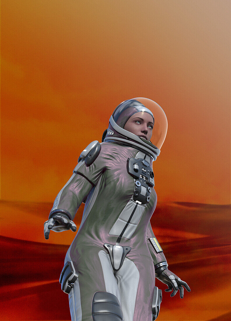 Astronaut on Mars, illustration
