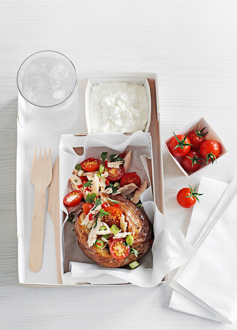 Tuna and tomato salad in edible bowl