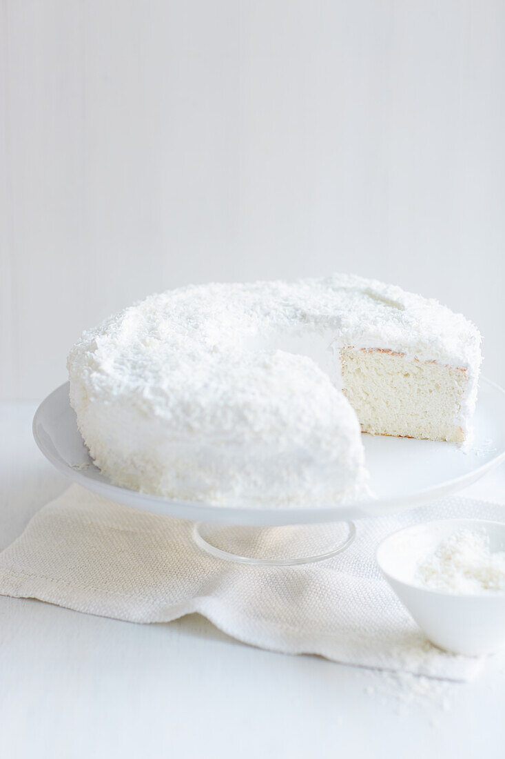 White coconut angel cake