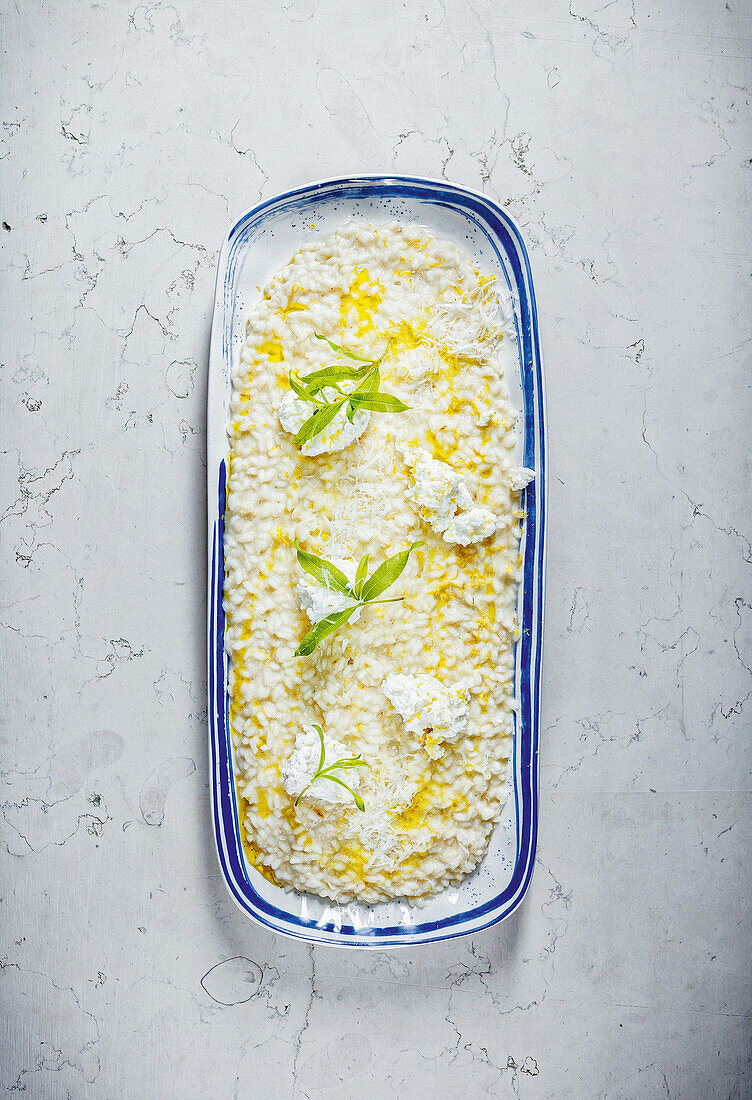 Lemon Verbena Risotto with Ricotta and Parmesan