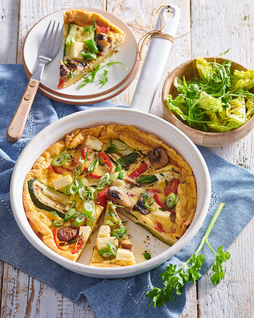 Frittata with vegetables and feta