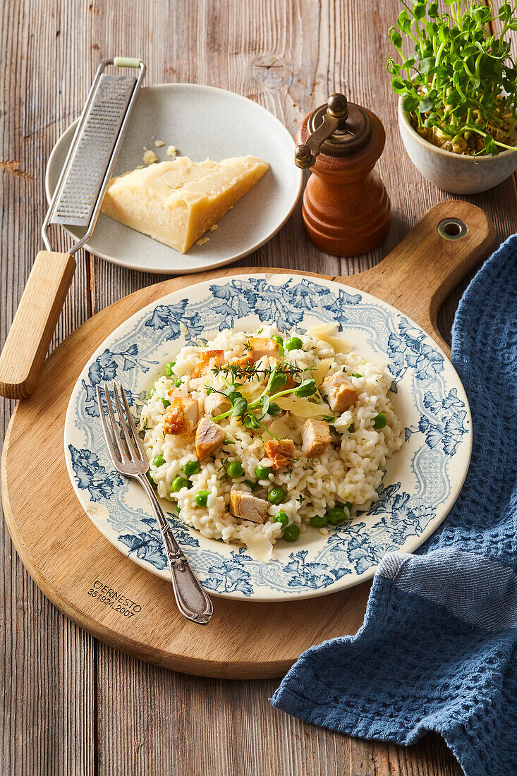 Hähnchen-Erbsen-Risotto