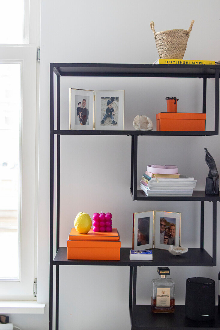 Modern shelf with decorative objects