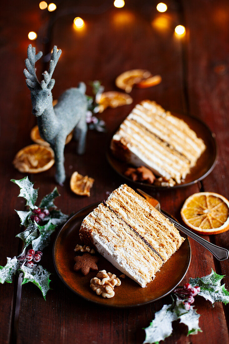 Layered honey cake