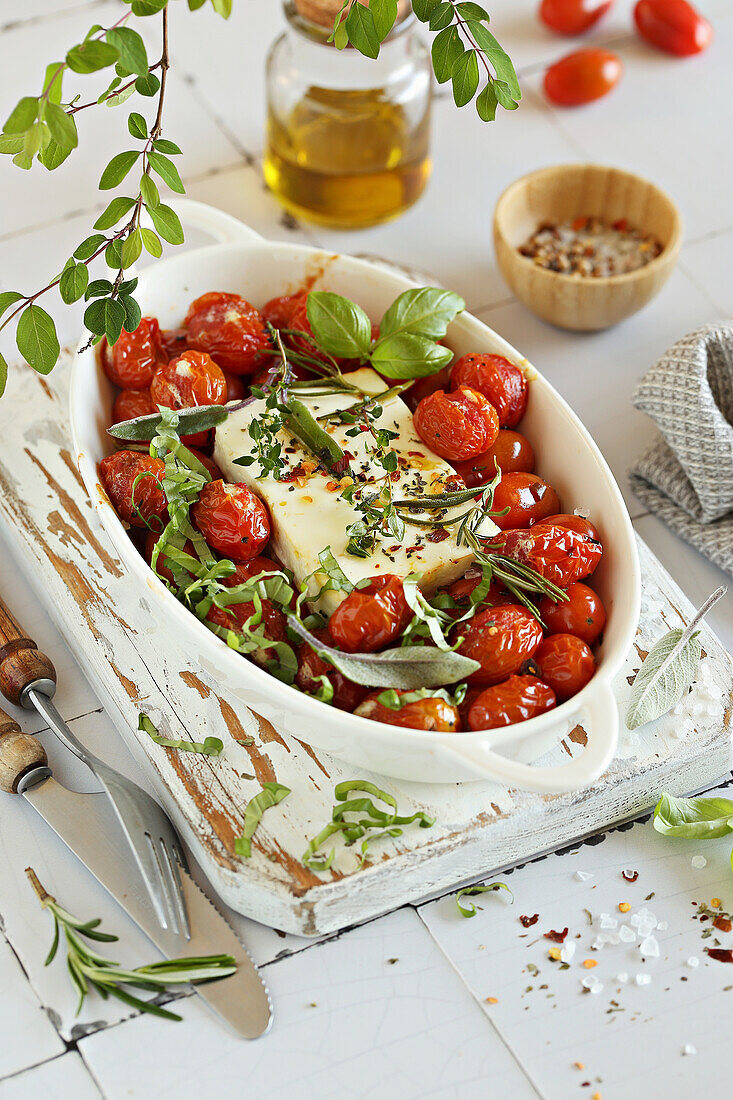 Gebackener Feta und Tomaten-Confit