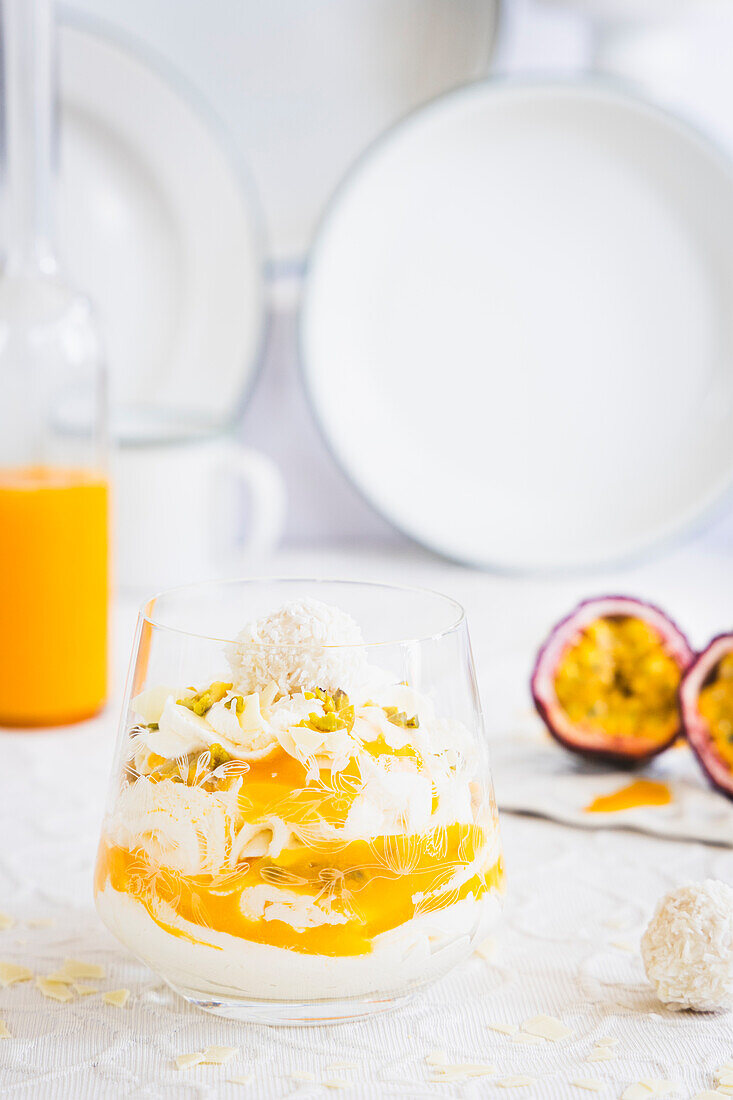 Passion fruit and coconut tiramisu