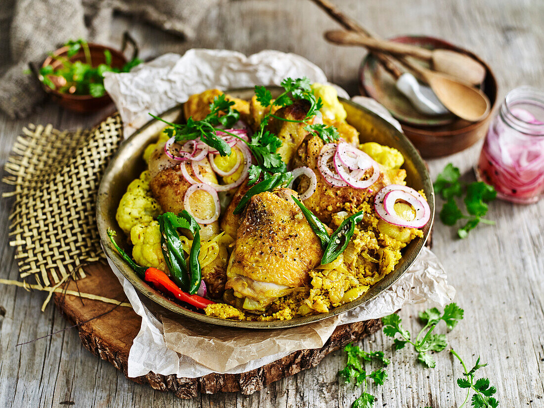 Turmeric yoghurt chicken and cauliflower