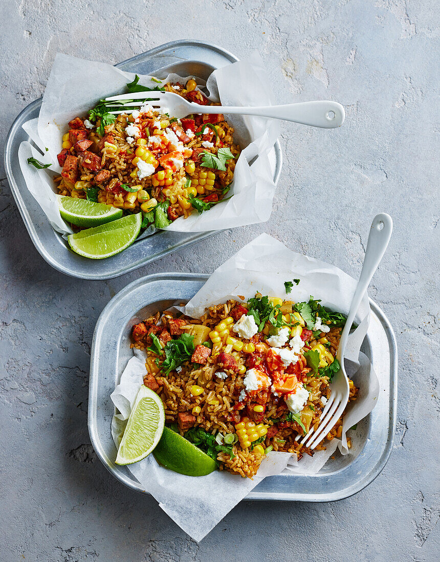 Mexikanischer Reis mit Chorizo, Kartoffeln und Jalapeño