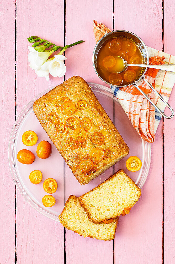 Kumquat yogurt cake with honey