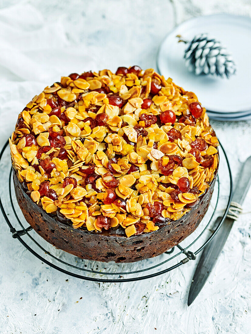 Florentine topped fruit cake