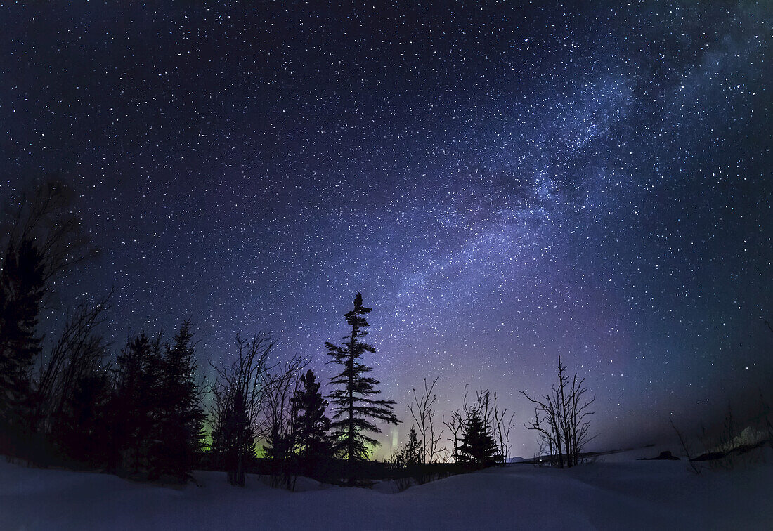Milchstraße am Nachthimmel; Grand Portage, Minnesota, Vereinigte Staaten von Amerika