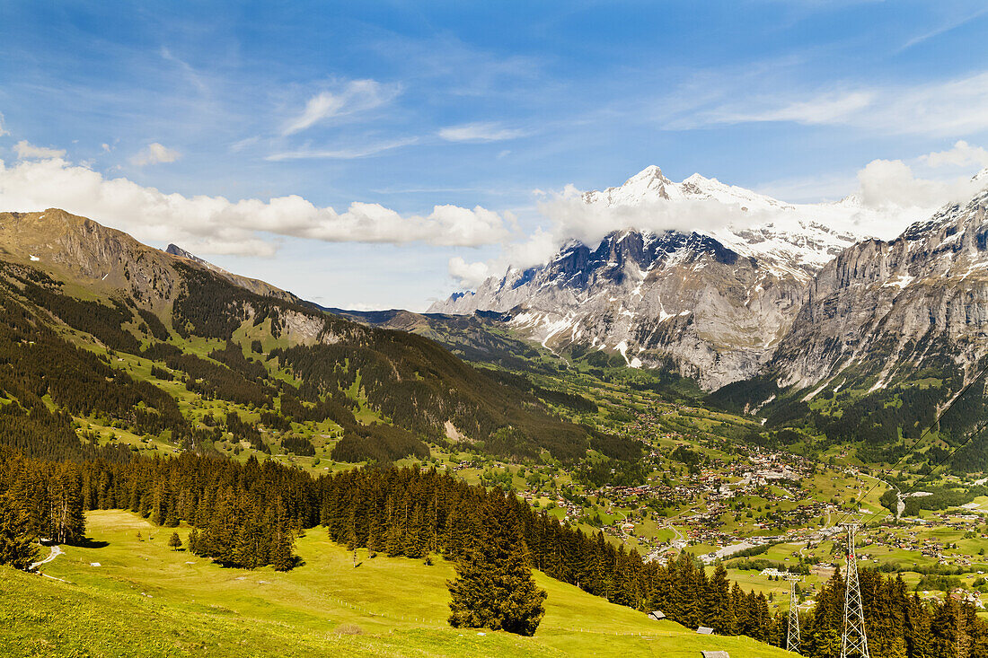 Wetterhorn und Grindelwald; Grindelwald, Berner Oberland, Schweiz