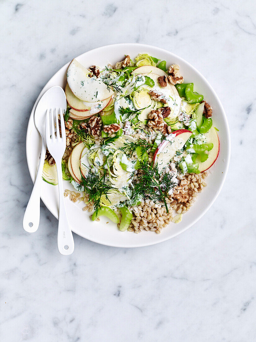 Barley waldorf salad