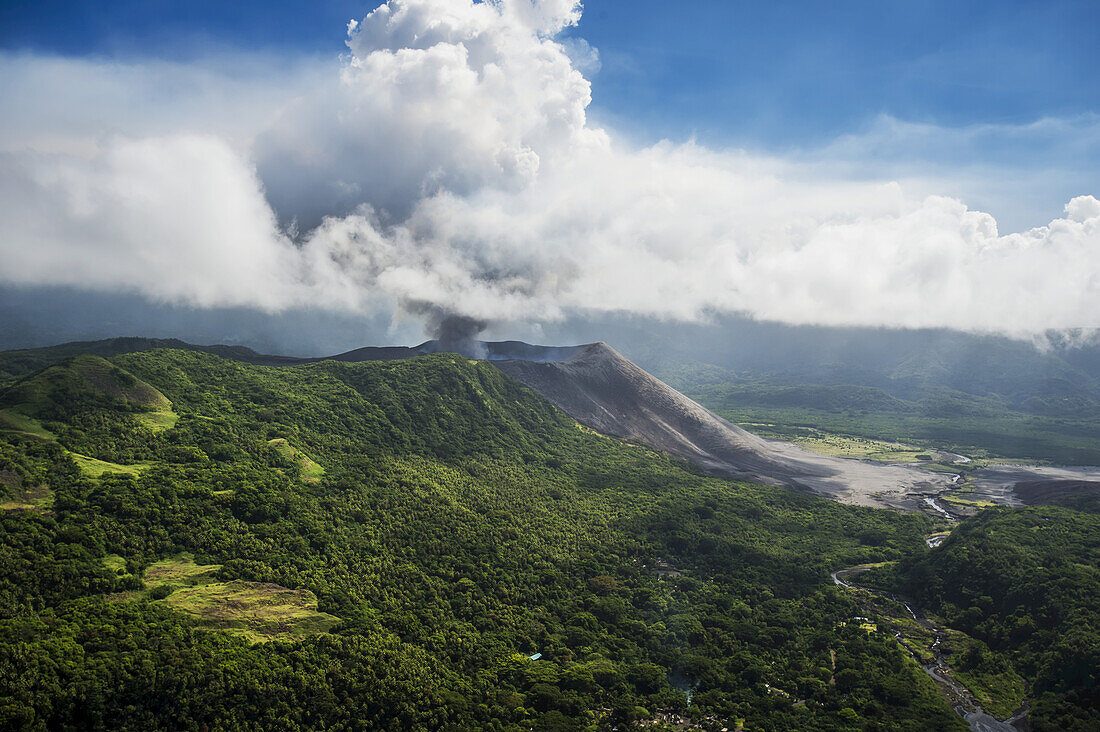 Aerial View Of Yasure Volcano; Tanna Island, Vanuatu