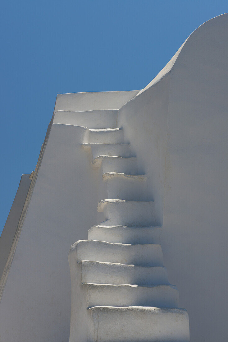 White Steps Leading To A Blue Sky; Sifnos, Cyclades, Greek Islands, Greece