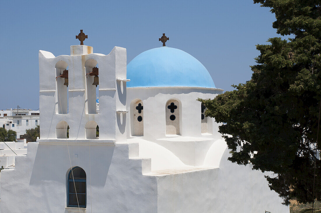 A Blue Domed Church; Pano Petali, Sifnos, Cyclades, Greek Islands, Greece