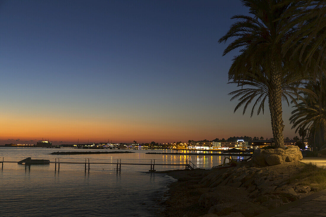 The Sun Setting Over The Harbour; Paphos, Cyprus