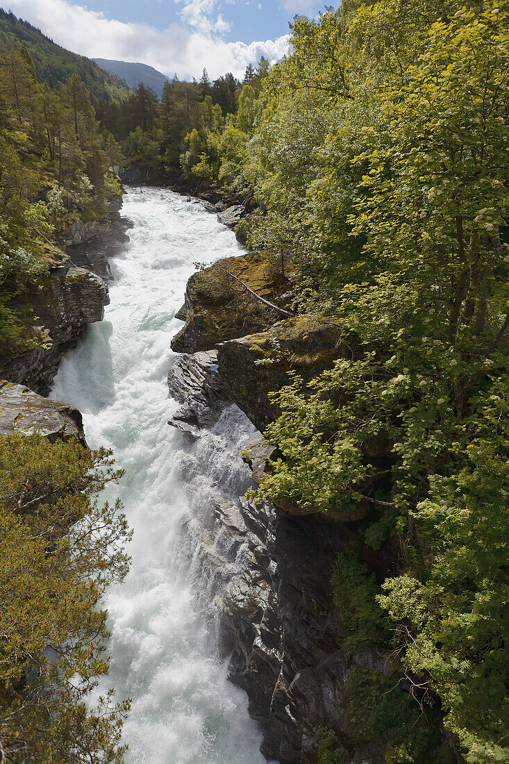 Wildwasserbäche im Rauma-Tal, in der Nähe von Andalsnes; Rauma, Norwegen