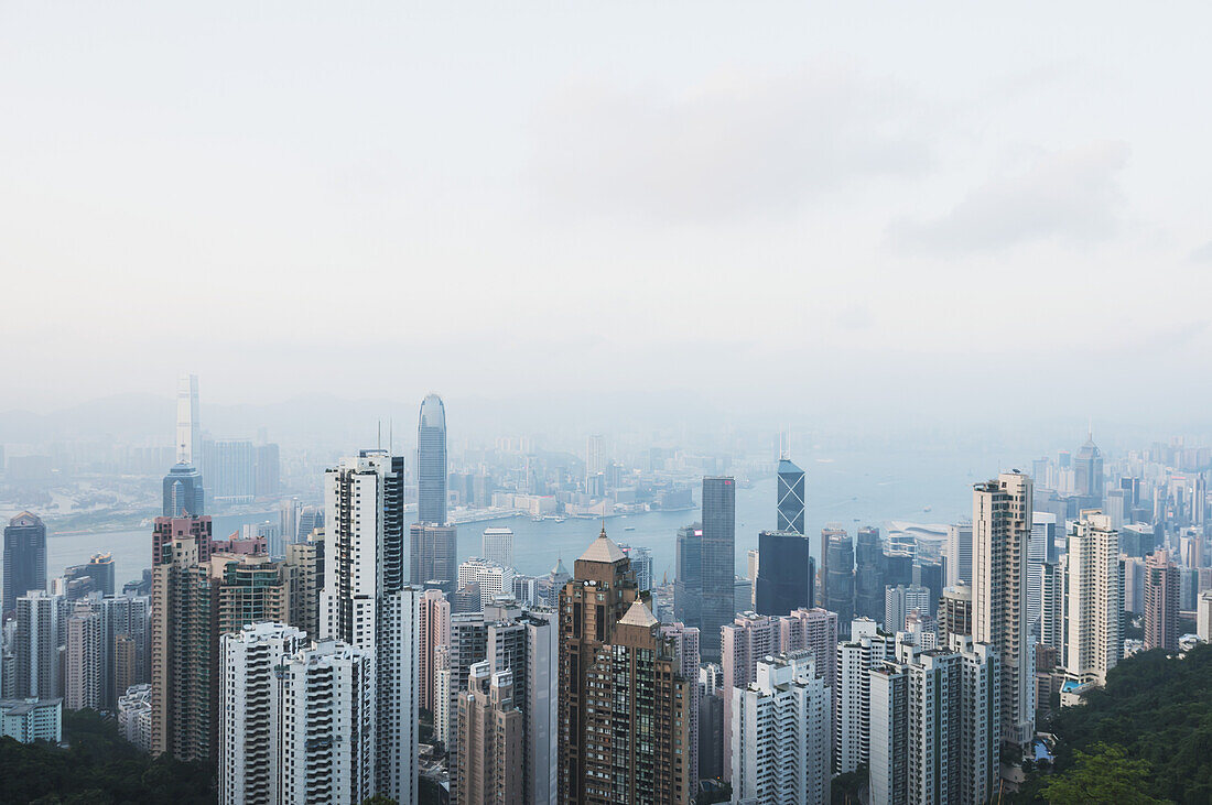 View From Victoria Peak Of The Island Of Hong Kong; Hong Kong, China