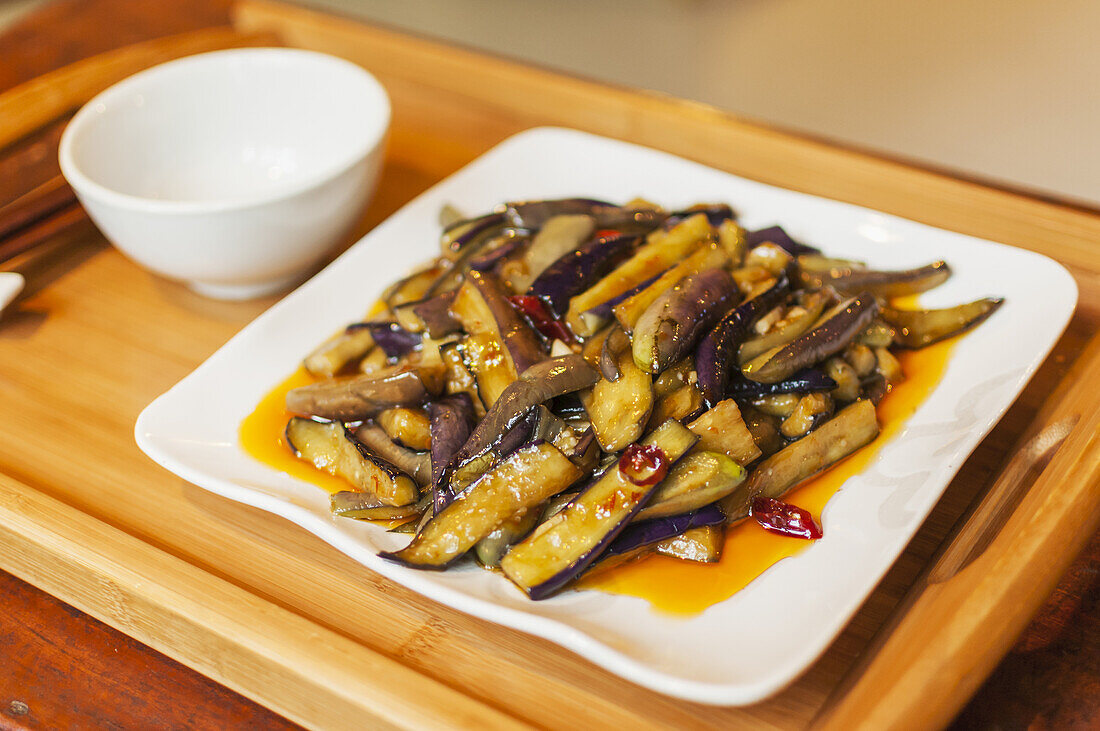 Chinese Braised Eggplants; Wuhan, Hubei Province, China