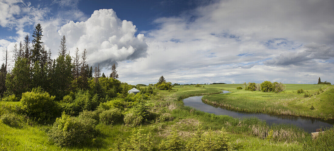 River Through Farmland; Winnipeg, Manitoba, Canada