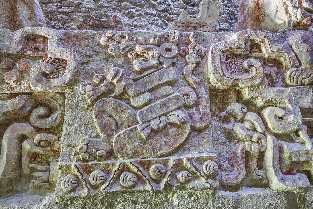 Painted Stucco Frieze, 55 Feet Long, Inside Structure I, Classic Period, Balamku Mayan Archaeological Site, Peten Basin; Campeche, Mexico