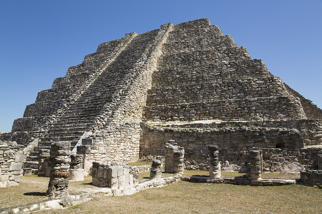 Castillo De Kukulcan, Mayapan Mayan Archaeological Site; Yucatan, Mexico