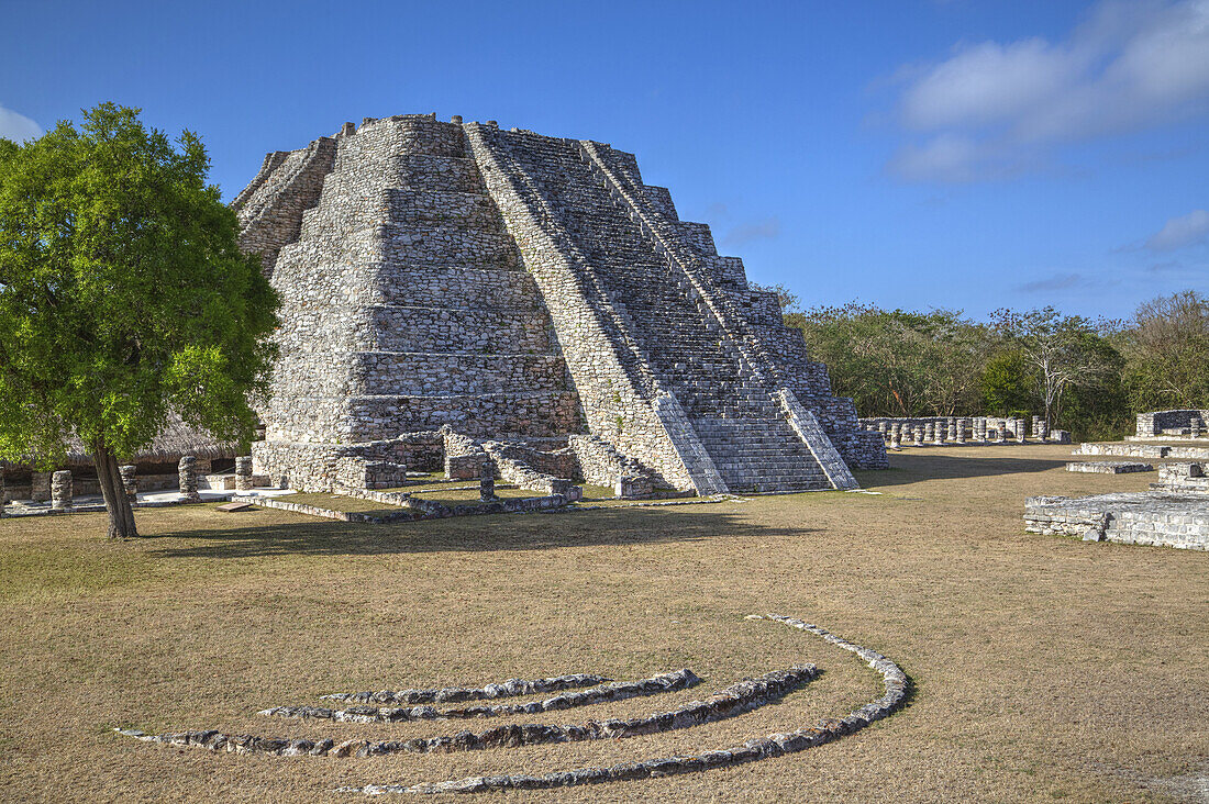 Castillo De Kukulcan, Mayapan Mayan Archaeological Site; Yucatan, Mexico