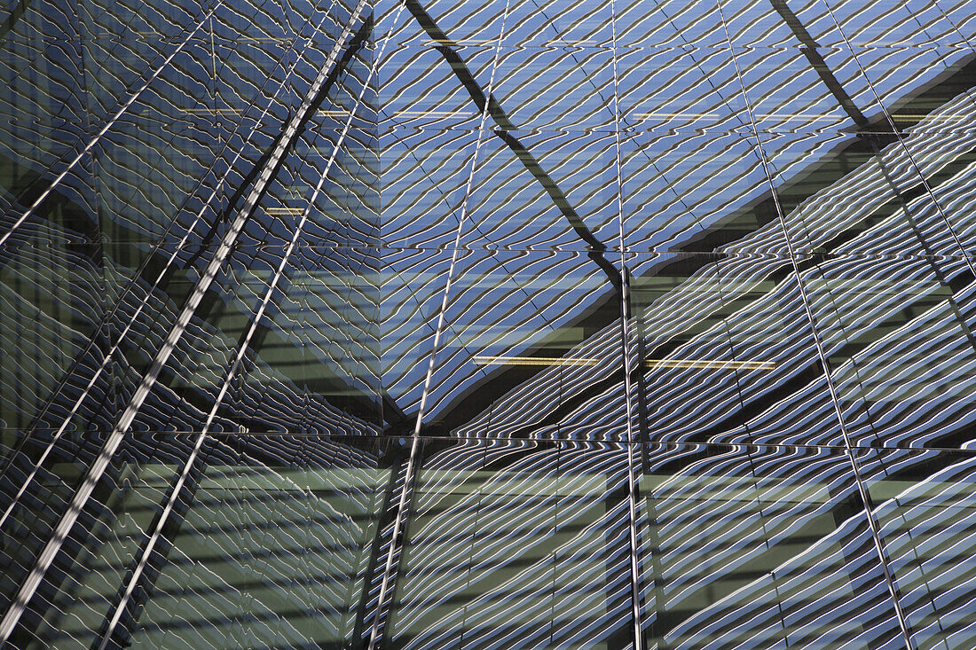 Reflections Of Lattice Work In The Atrium Of 6 More London Place On The South Bank; London, England