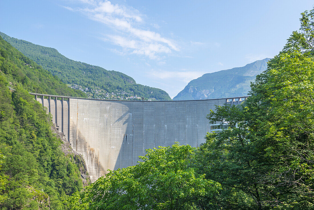 Water Dam In Valley Verzasca; Locarno, Ticino, Switzerland