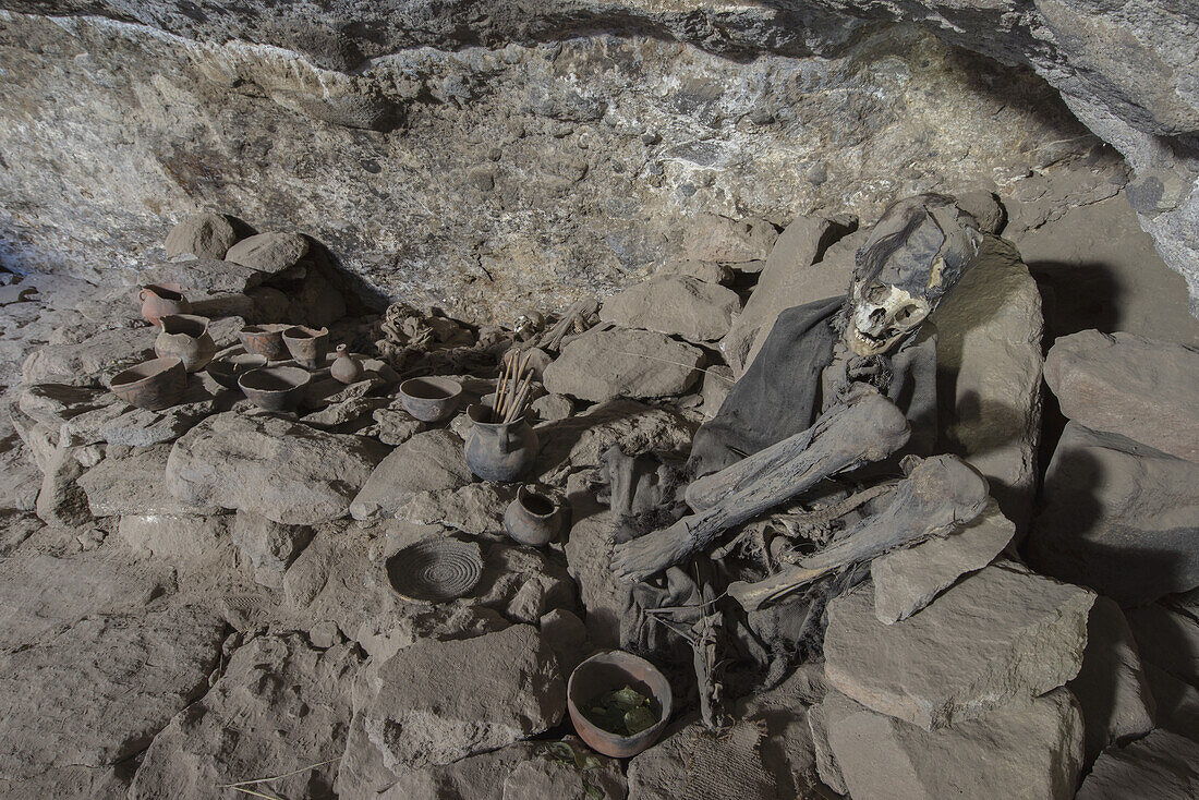 A Mummy Lays In Silence Within A Cave Near The Salar De Uyuni; Bolivia