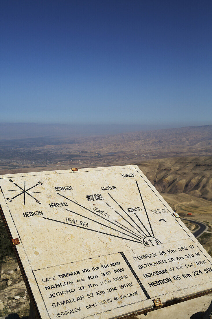 Sign Indicating Distances, Mt. Nebo; Jordan