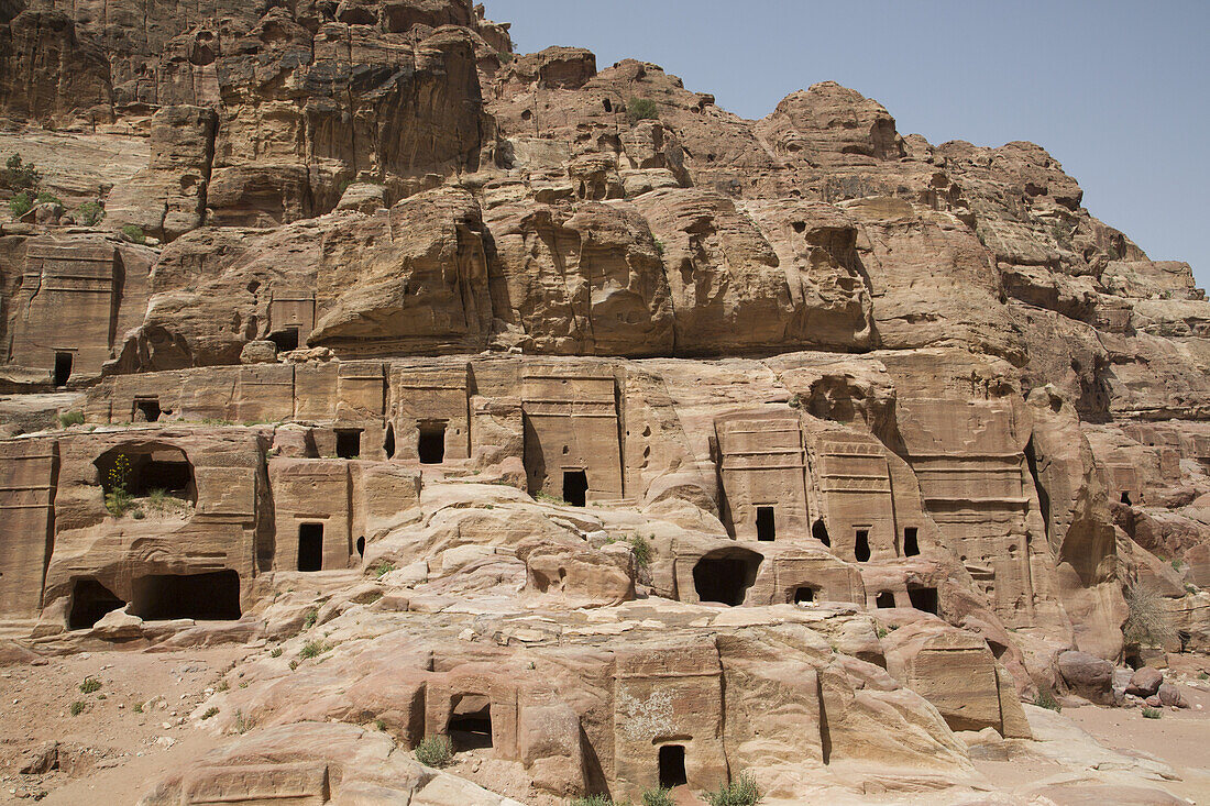 Gräber im Wadi Musa-Gebiet, datiert 50 v. Chr. bis 50 n. Chr.; Petra, Jordanien