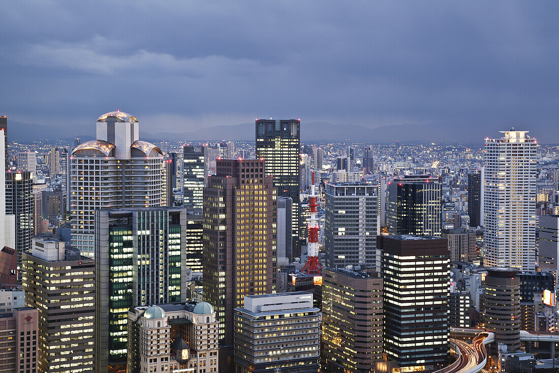 Storm Clouds Over A City; Osaka, Japan