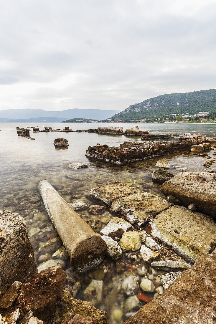 Rock And Debris Along The Shoreline; Corinth, Greece