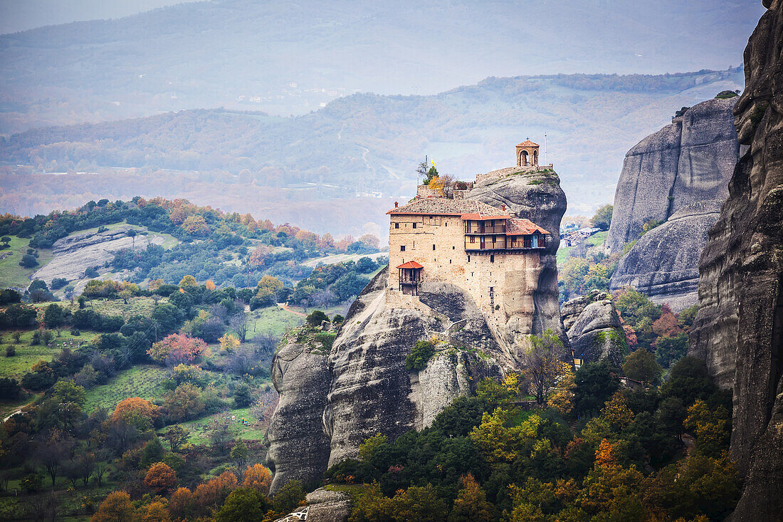 Monastery Perched On A Cliff; Meteora, Greece