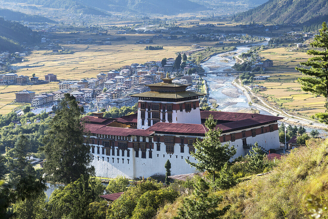 Rinpung Dzong In The Paro Valley; Paro, Bhutan