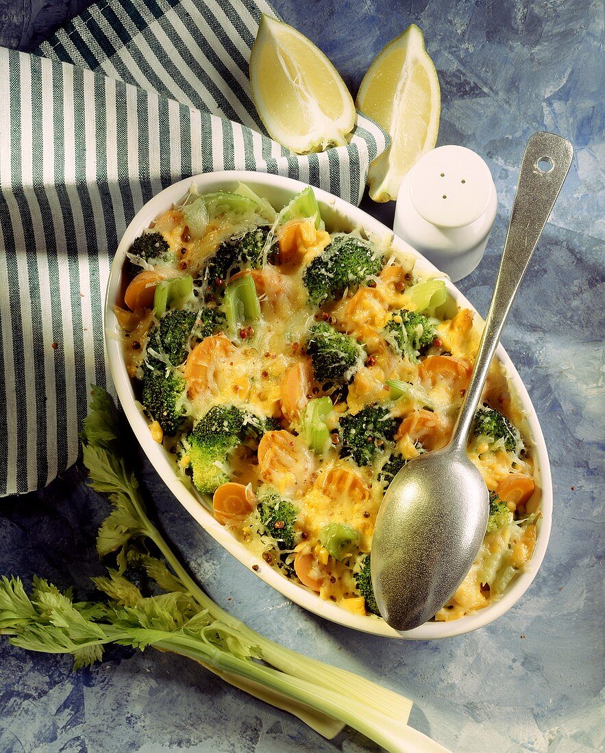 Carrot and broccoli gratin