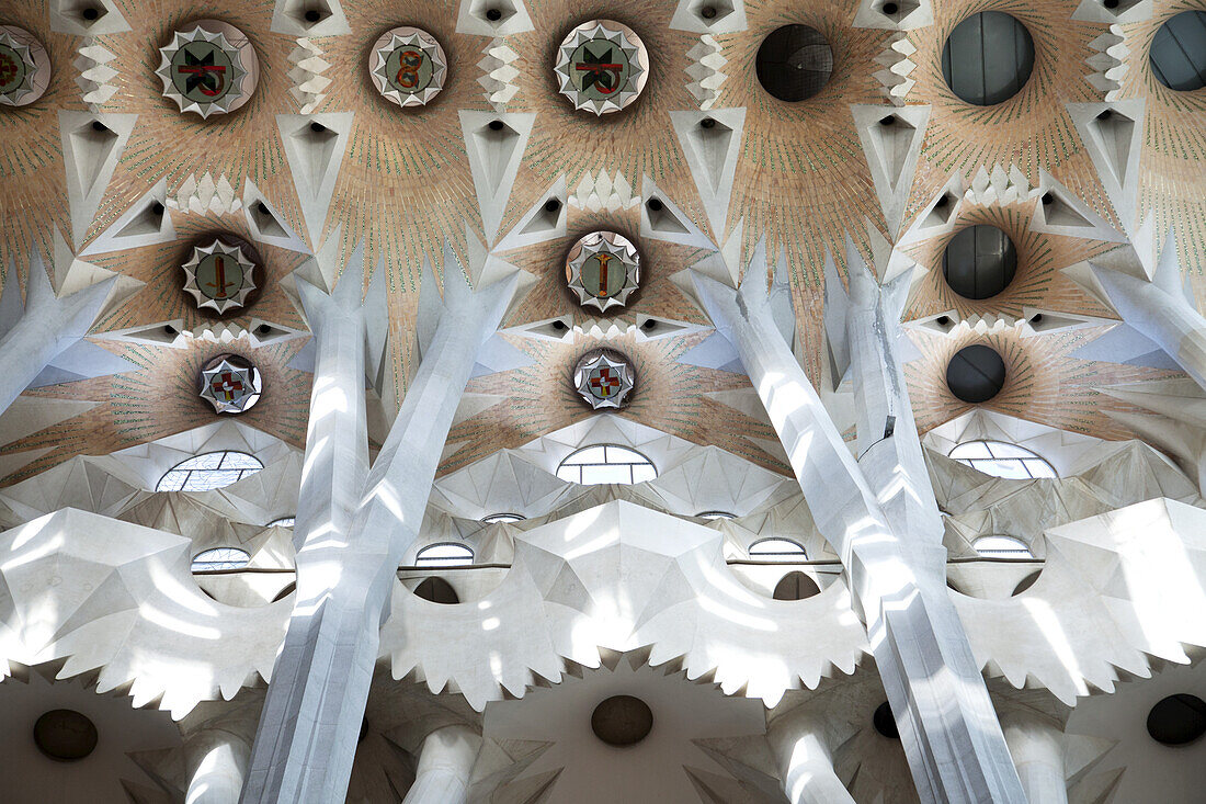 Das Innere der Sagrada Familia; Barcelona, Katalonien, Spanien