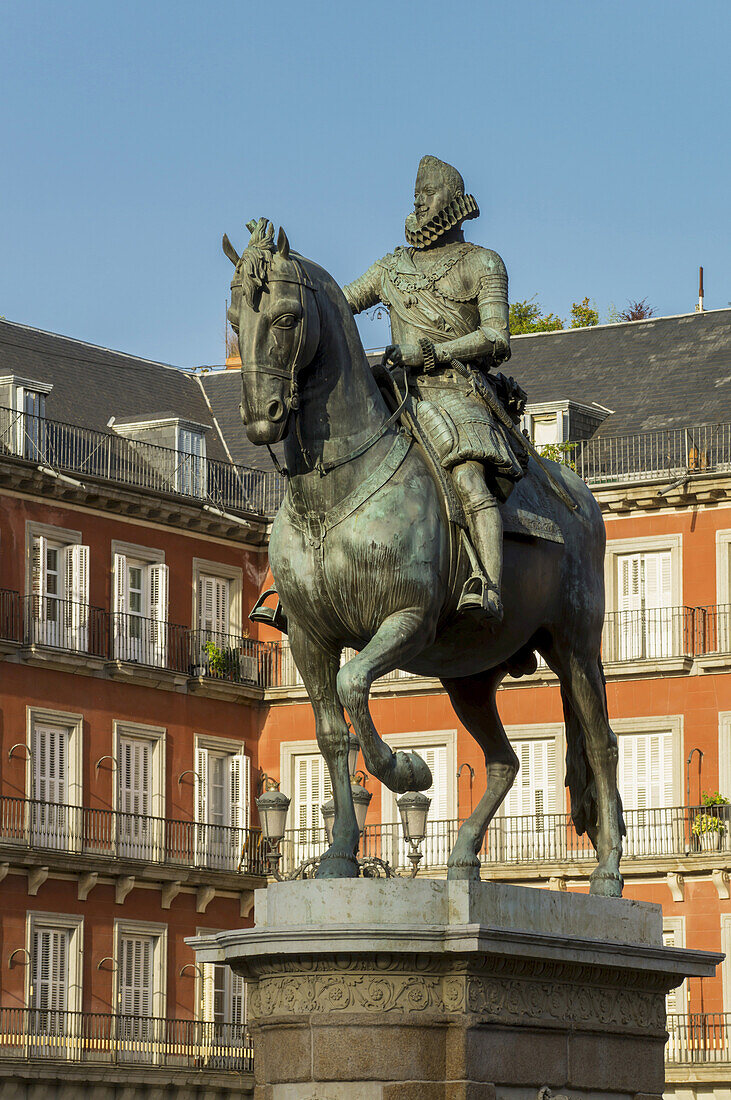 Plaza Mayor Statue von Philipp Iii; Madrid, Spanien