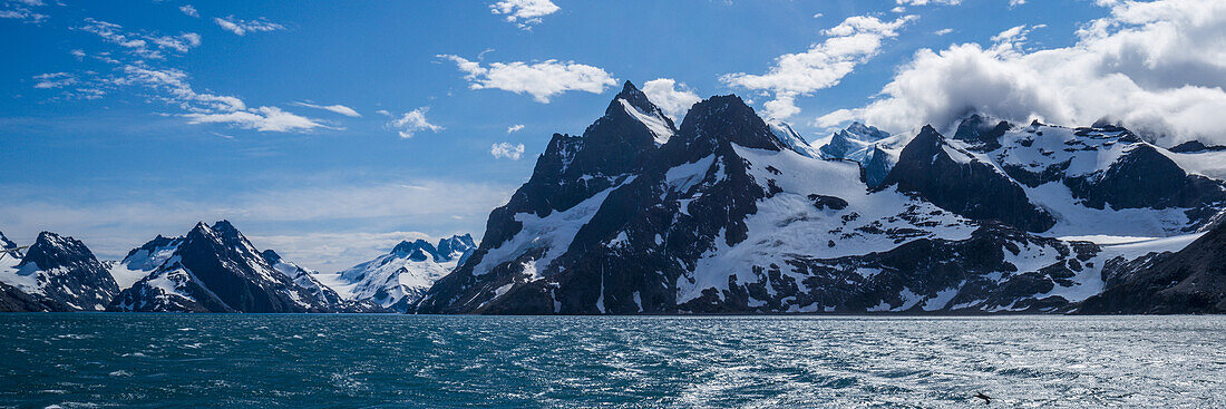 Panorama Of Mountains At Entrance To Fjord; Antarctica