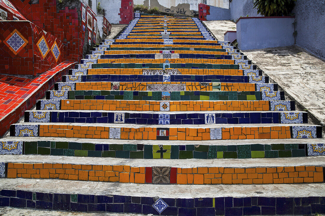 Escadaria Selaron Stufen in Lapa; Rio De Janeiro, Brasilien