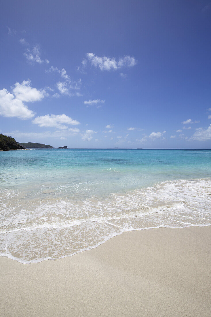 White Sand Island Beach With Crystal Clear Turquoise Water And Blue Sky