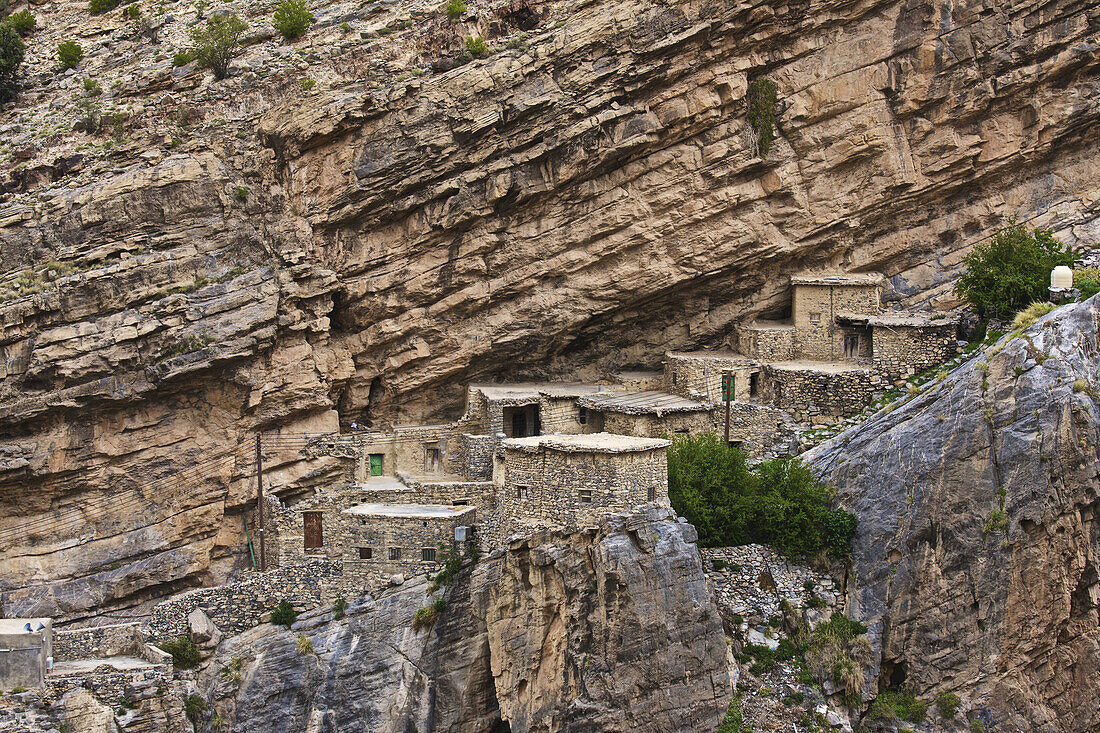 Traditional Village Perched In The Jabal Akhdar Mountains