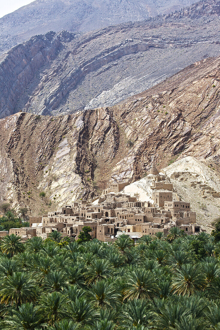 Traditional Village Perched In The Jabal Akhdar Mountains