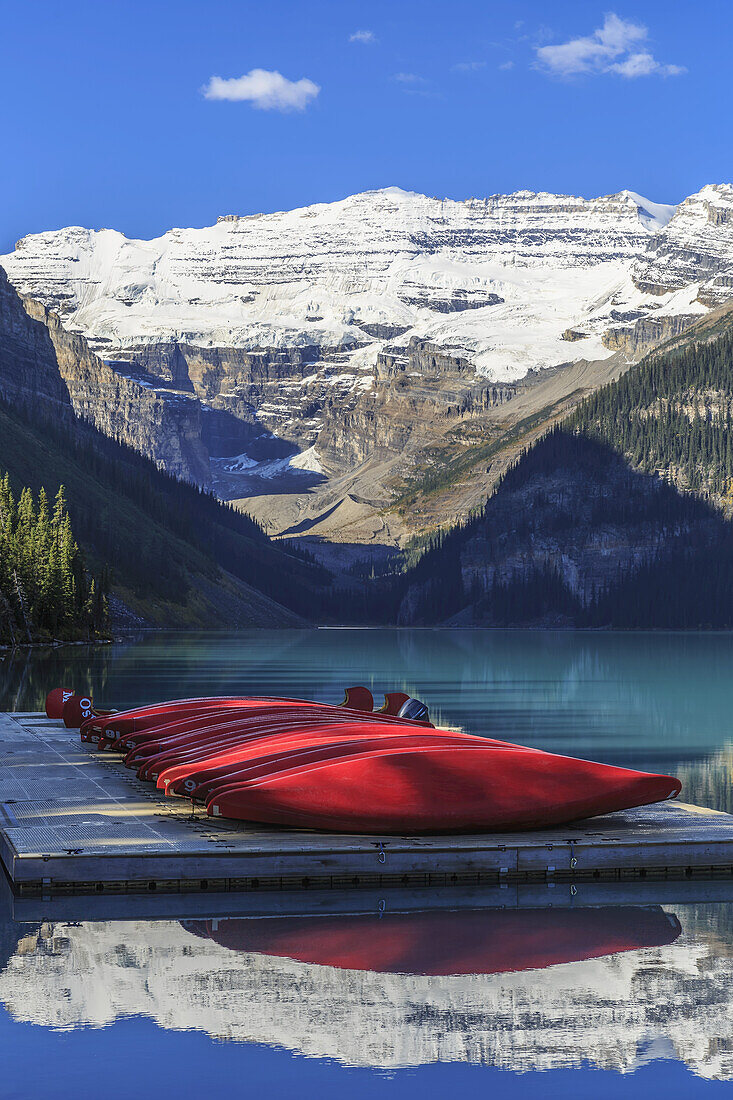Rental Canoes On Lake Louise; Alberta, Canada