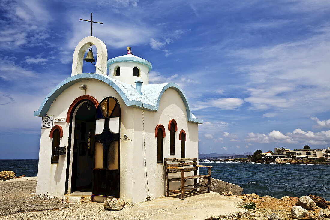 Pretty Small Traditional Greek Orthodox Chapel On The Seafront