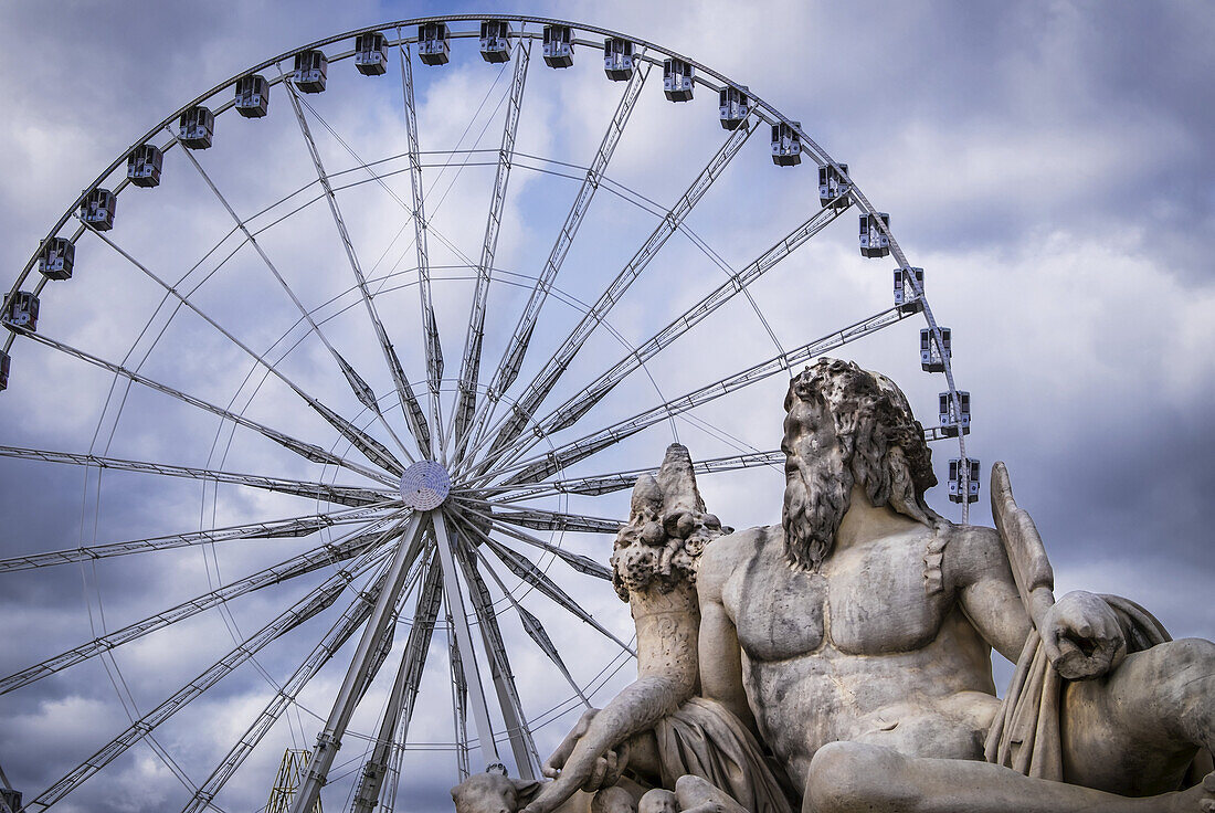 The Big Wheel And Statues On Place De La Concorde; Paris, France