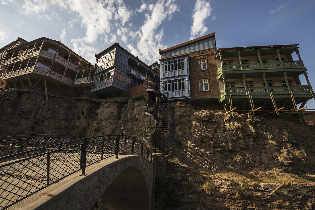 Cliff Side Houses By Abano Street In Old Tbilisi; Tbilisi, Georgia